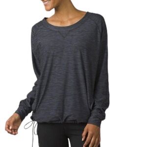 Prana Phillipa Charcoal Gray Athletic Long Sleeve Top Size L
